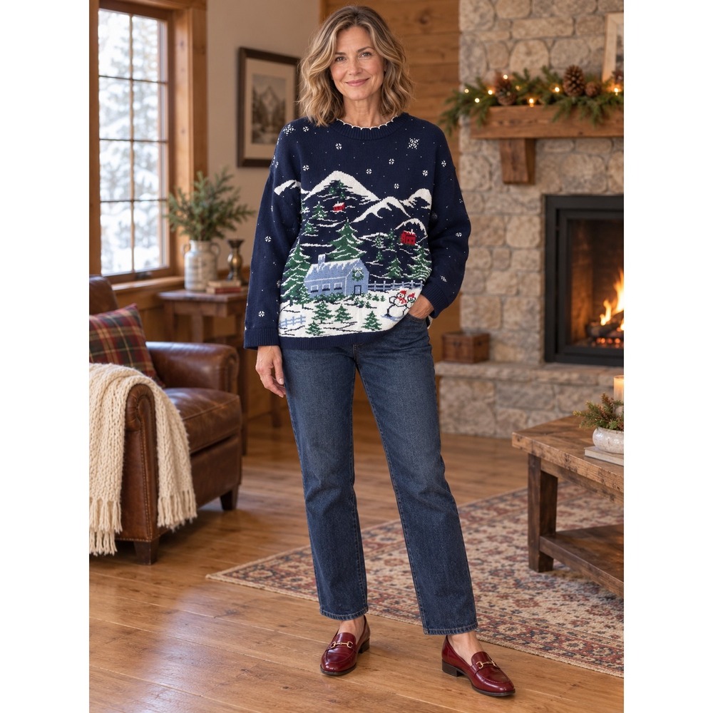 Vintage NutCracker Womens Holiday Christmas Scene Sweater Size L